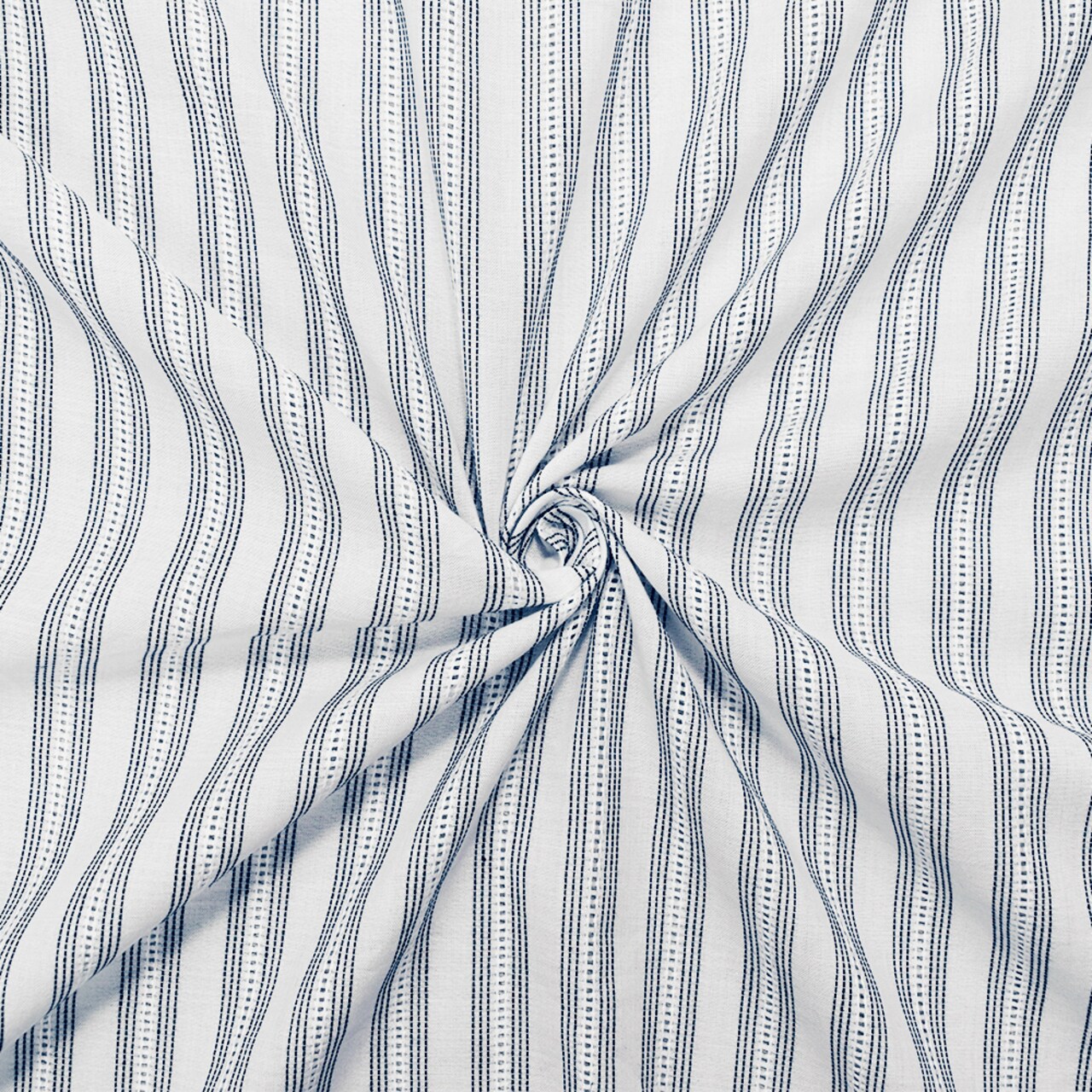White-Navy Famous Maker Cotton Stripe Patterned Woven Batiste Fabric By the Yard